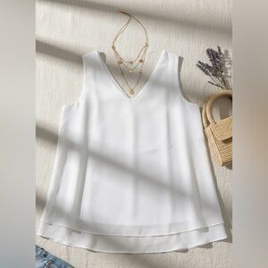 Ann Taylor Factory White V-Neck Blouse